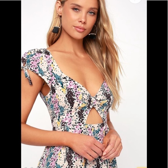 - NWT Free People Cream Miss Right Floral Print Mini Dress - Picture 3 of 15